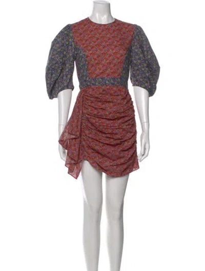 Pre-owned Rhode Floral Print Mini Dress In Black