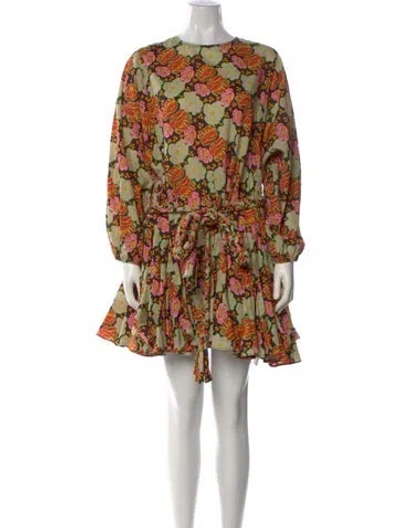 Pre-owned Rhode Floral Print Mini Dress In Black