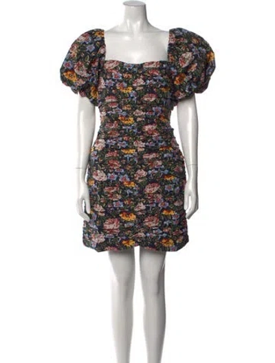 Pre-owned Rhode Floral Print Mini Dress In Black