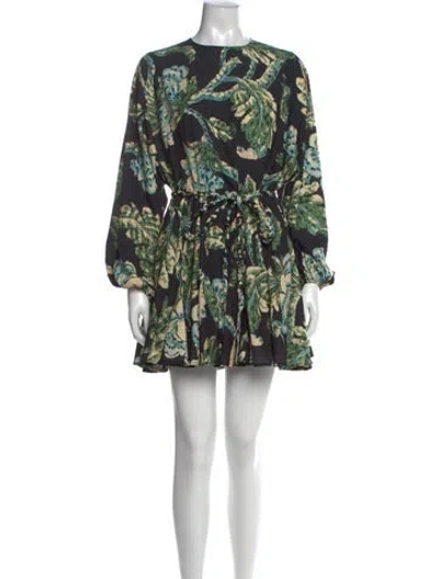 Pre-owned Rhode Floral Print Mini Dress In Black