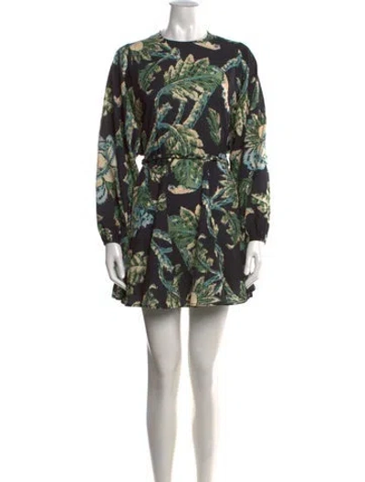 Pre-owned Rhode Floral Print Mini Dress In Black