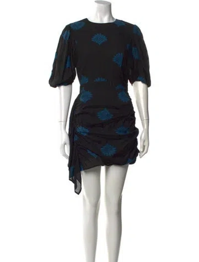 Pre-owned Rhode Floral Print Mini Dress In Black