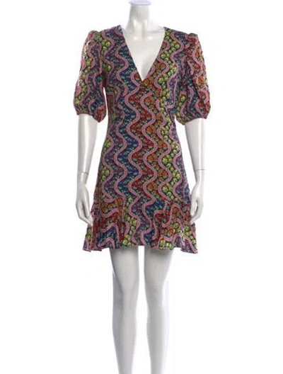 Pre-owned Rhode Floral Print Mini Dress In Black