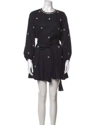 Pre-owned Rhode Floral Print Mini Dress In Black
