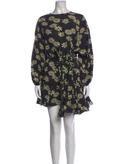 Pre-owned Rhode Floral Print Mini Dress In Black