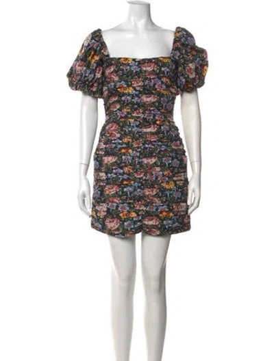 Pre-owned Rhode Floral Print Mini Dress In Black