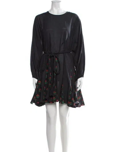 Pre-owned Rhode Floral Print Mini Dress In Black