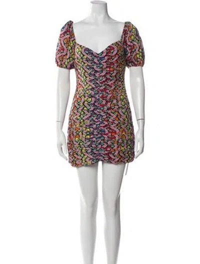 Pre-owned Rhode Floral Print Mini Dress In Black