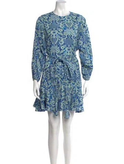 Pre-owned Rhode Floral Print Mini Dress In Blue