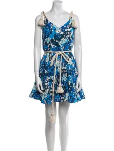 Pre-owned Rhode Floral Print Mini Dress In Blue