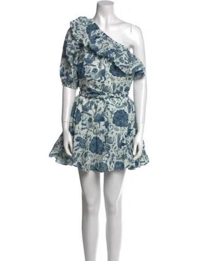 Pre-owned Rhode Floral Print Mini Dress In Blue