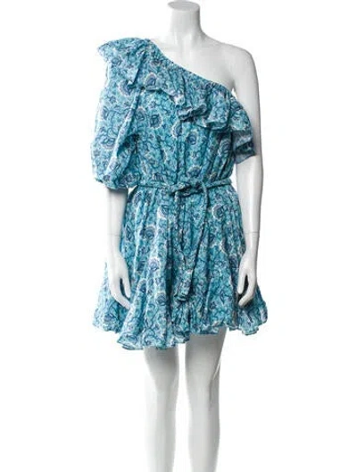 Pre-owned Rhode Floral Print Mini Dress In Blue