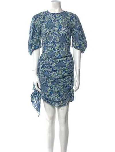 Pre-owned Rhode Floral Print Mini Dress In Blue