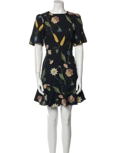 Pre-owned Rhode Floral Print Mini Dress In Blue