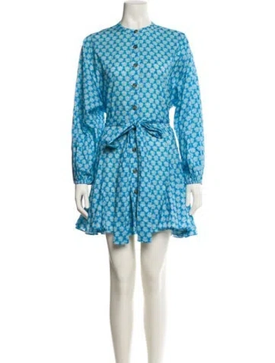 Pre-owned Rhode Floral Print Mini Dress In Blue