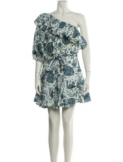 Pre-owned Rhode Floral Print Mini Dress In Blue