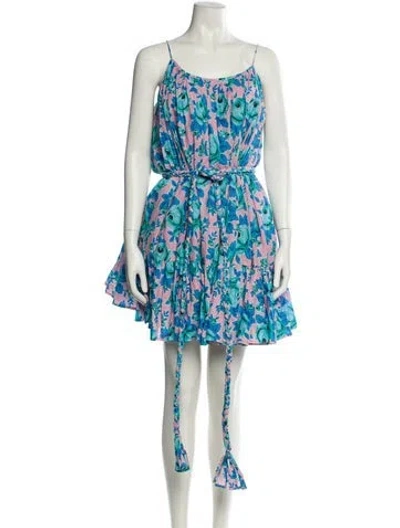 Pre-owned Rhode Floral Print Mini Dress In Blue