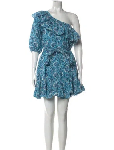 Pre-owned Rhode Floral Print Mini Dress In Blue
