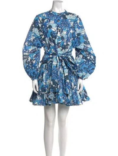 Pre-owned Rhode Floral Print Mini Dress In Blue