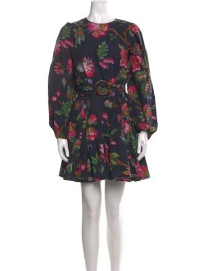Pre-owned Rhode Floral Print Mini Dress In Blue