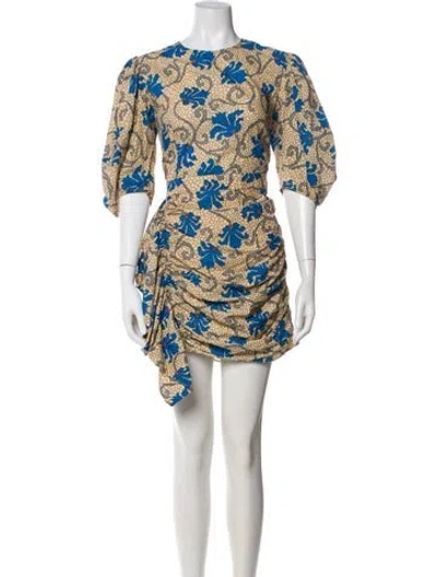 Pre-owned Rhode Floral Print Mini Dress In Blue