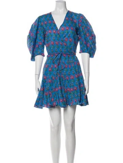 Pre-owned Rhode Floral Print Mini Dress In Blue