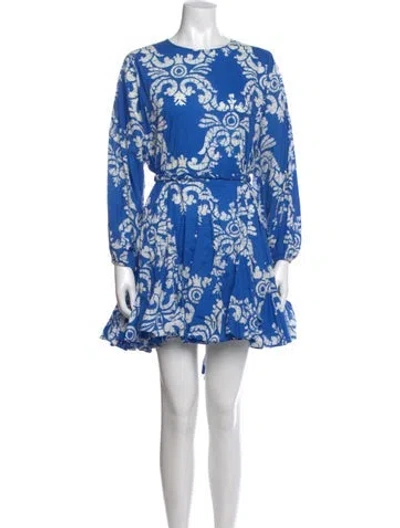 Pre-owned Rhode Floral Print Mini Dress In Blue