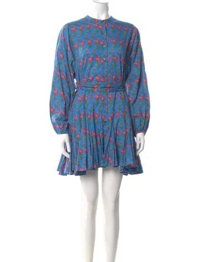Pre-owned Rhode Floral Print Mini Dress In Blue