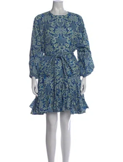 Pre-owned Rhode Floral Print Mini Dress In Blue