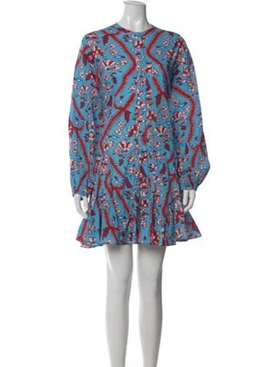 Pre-owned Rhode Floral Print Mini Dress In Blue