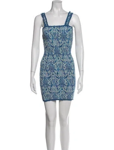Pre-owned Rhode Floral Print Mini Dress In Blue