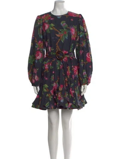 Pre-owned Rhode Floral Print Mini Dress In Blue