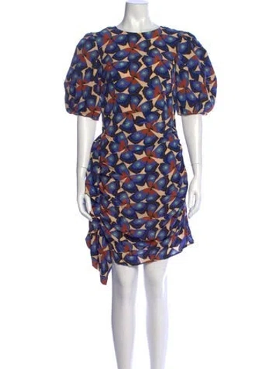 Pre-owned Rhode Floral Print Mini Dress In Blue