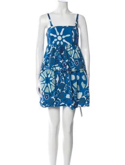 Pre-owned Rhode Floral Print Mini Dress In Blue