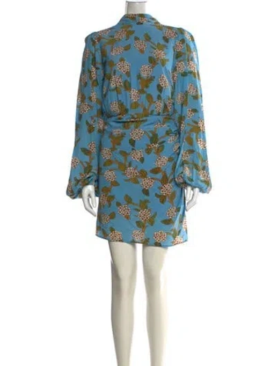 Pre-owned Rhode Floral Print Mini Dress In Blue
