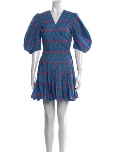 Pre-owned Rhode Floral Print Mini Dress In Blue