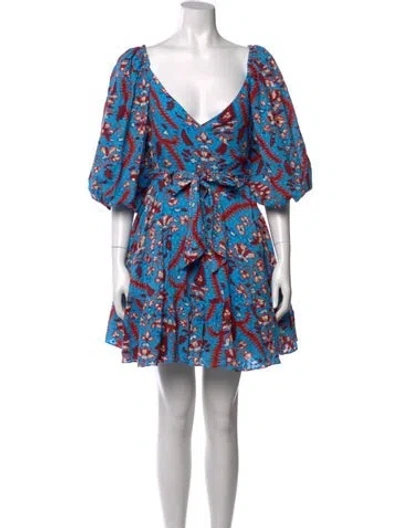 Pre-owned Rhode Floral Print Mini Dress In Blue