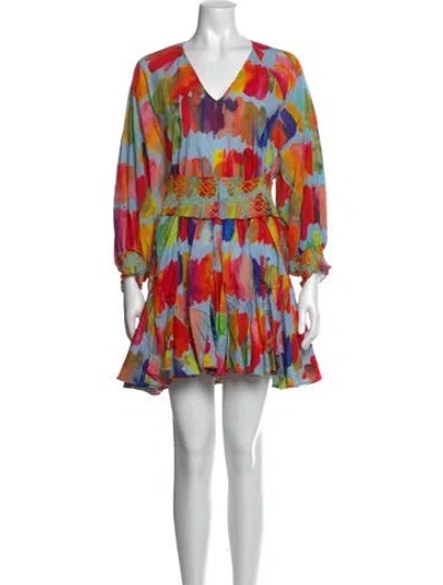 Pre-owned Rhode Floral Print Mini Dress In Blue