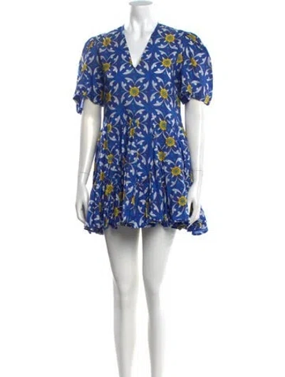 Pre-owned Rhode Floral Print Mini Dress In Blue
