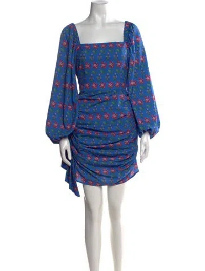 Pre-owned Rhode Floral Print Mini Dress In Blue