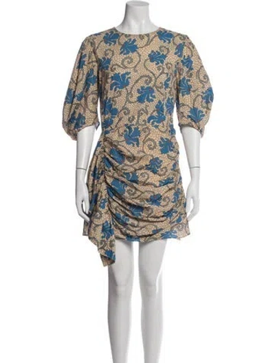 Pre-owned Rhode Floral Print Mini Dress In Blue