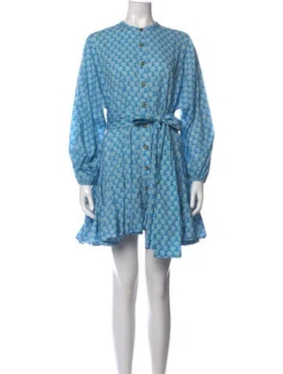 Pre-owned Rhode Floral Print Mini Dress In Blue