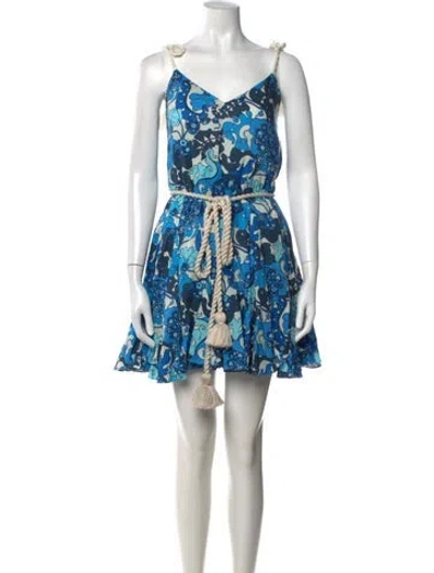 Pre-owned Rhode Floral Print Mini Dress In Blue