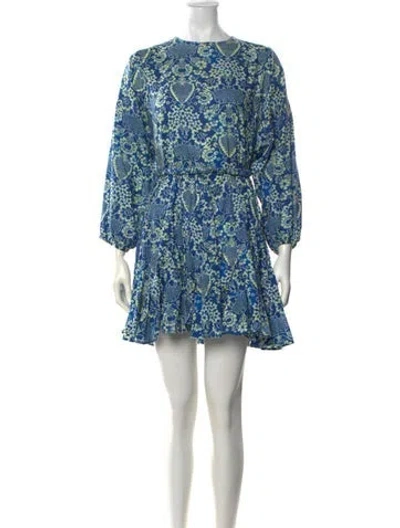 Pre-owned Rhode Floral Print Mini Dress In Blue
