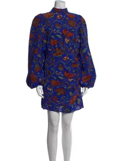 Pre-owned Rhode Floral Print Mini Dress In Blue