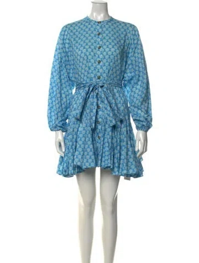Pre-owned Rhode Floral Print Mini Dress In Blue