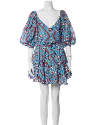 Pre-owned Rhode Floral Print Mini Dress In Blue