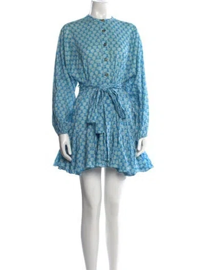 Pre-owned Rhode Floral Print Mini Dress In Blue