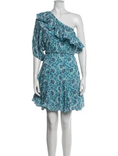 Pre-owned Rhode Floral Print Mini Dress In Blue