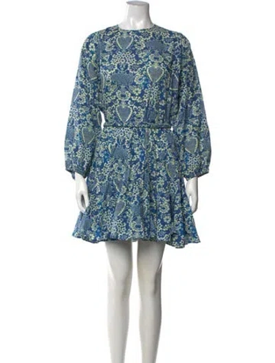 Pre-owned Rhode Floral Print Mini Dress In Blue